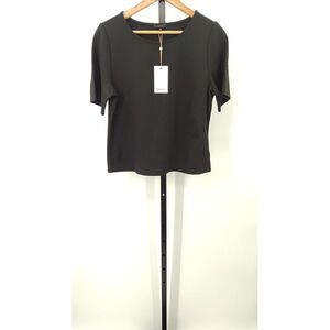 Quince Womens Ultra-Stretch Ponte Short Sleeve Top Black M